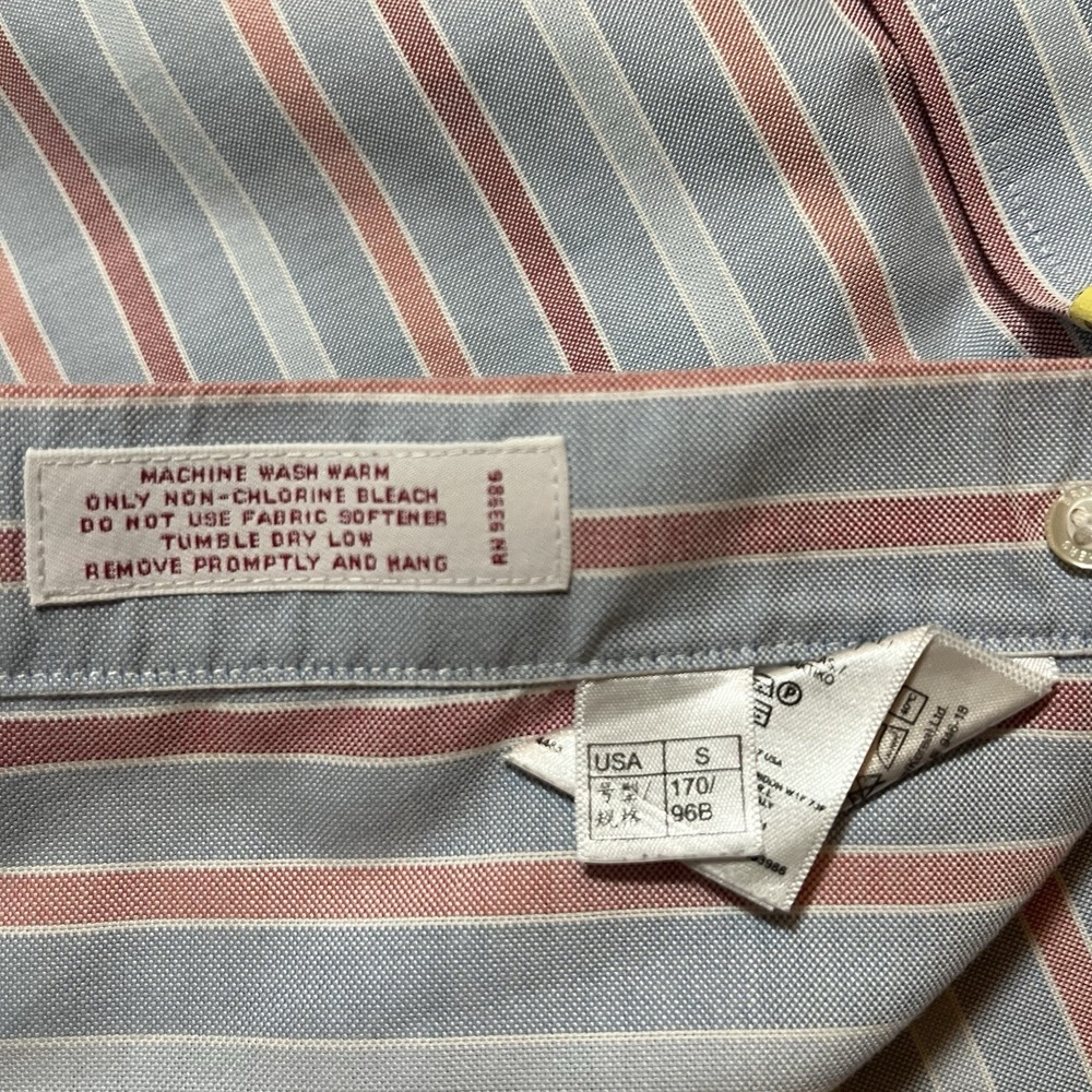 Brooks Brothers Shirt Men Small Blue Pink Striped Regent Fit Button Down READ * - Picture 8 of 13
